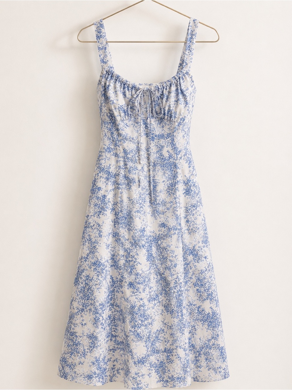 RIHOAS Blue and White Floral Midi Sundress